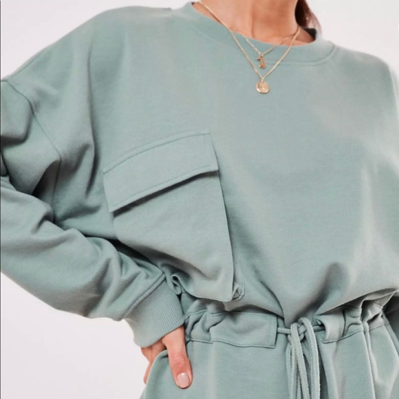 Missguided Pocket Detail Tie Waist Sweater Dress - Picture 2 of 8